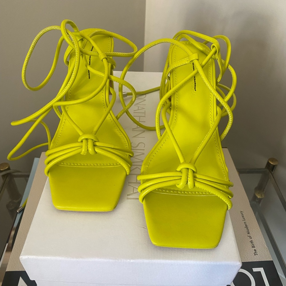 Jonathan Simkhai Meghan wrap sandals - lime - sz 37